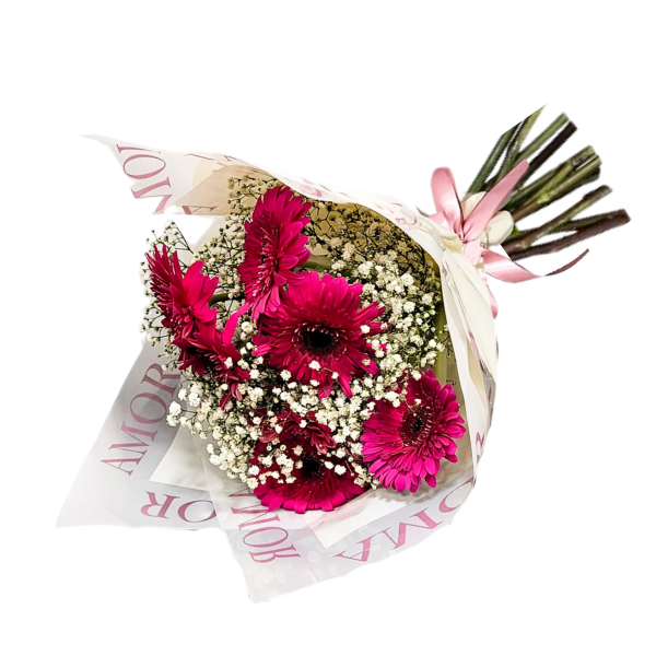 Buquê de flores com Gérberas na cor rosa