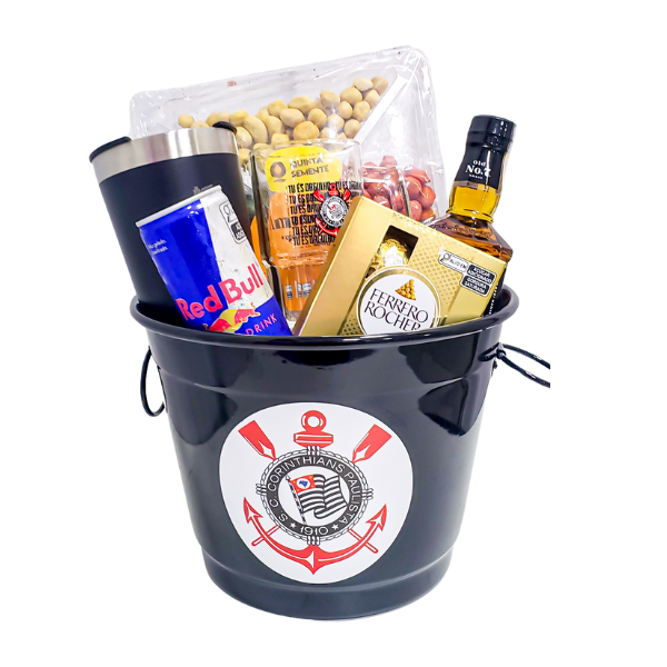 balde do Corinthians com cerveja e petiscos