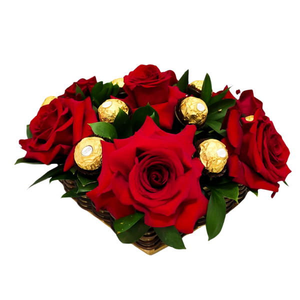 Rosas Colombianas Vermelhas com bombons ferrero rocher