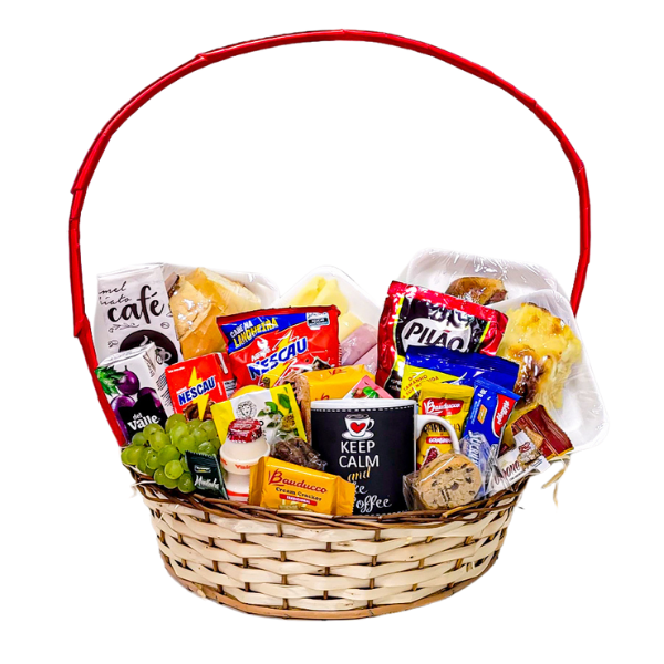 cesta de café da manhã com produtos frescos