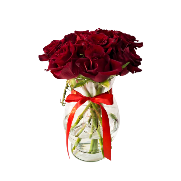 vaso de rosas vermelhas