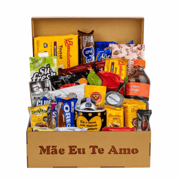 Cesta de café da manhã para presentear no dia das maes ou aniversario com cesta decorada e itens variados