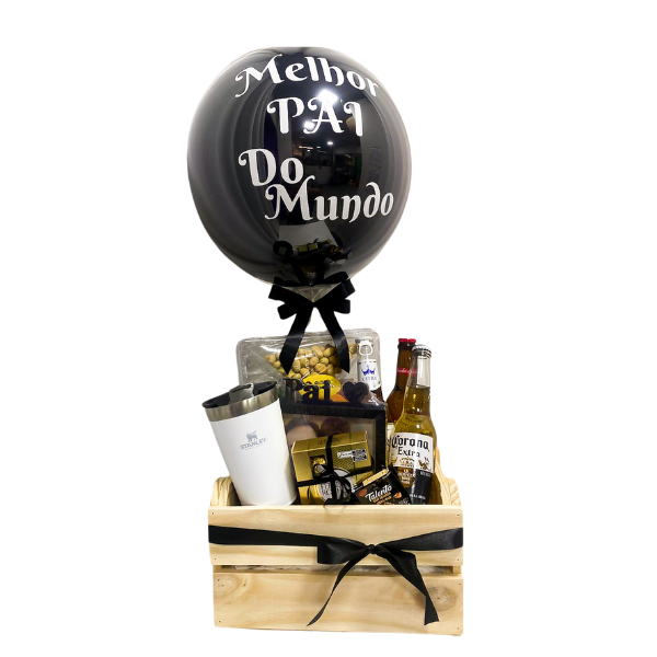 cesta dia dos pais com balão personalizado