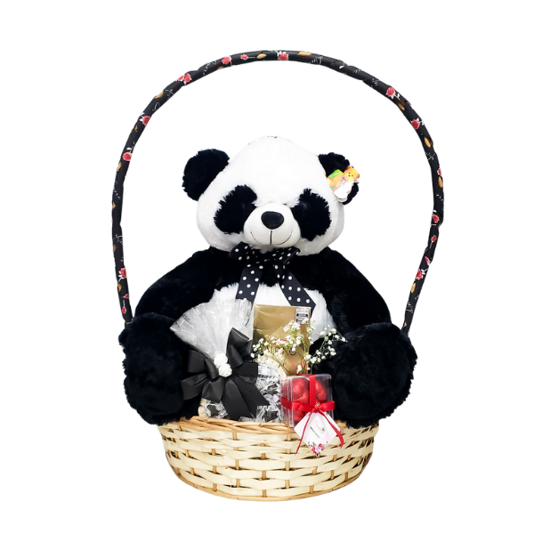 cesta com pelucia panda