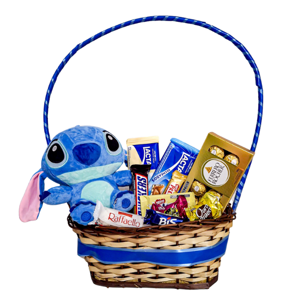 cesta de chocolate stitch