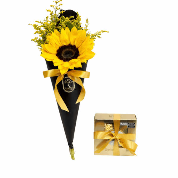 buque de girassol com chocolate para presente com entrega em São Paulo e Guarulhos.