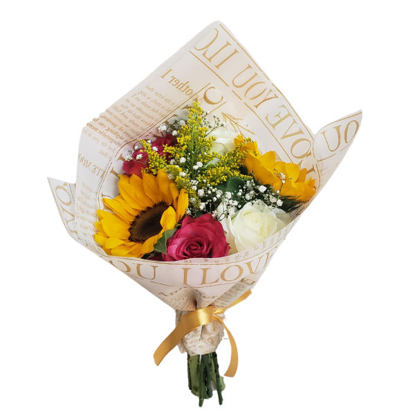 buque de rosas e girassois