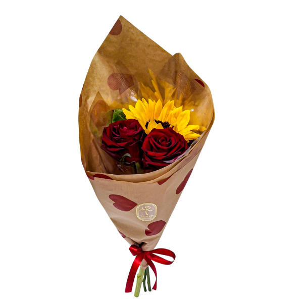 buque girassol e rosas