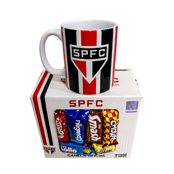 presente com chocolate e caneca do time são paulo para presentear pessoas especiais
