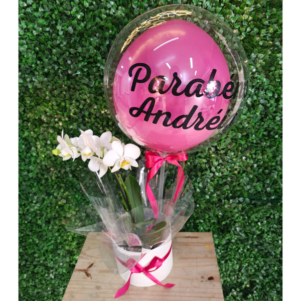 orquidea com balão personalizado