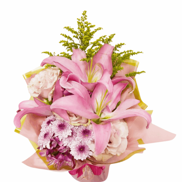 arranjo de rosas com lirios para presentear