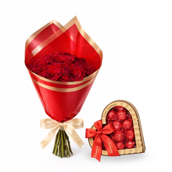 buque de rosas com chocolate thabata