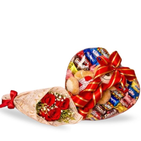 buque de rosas com chocolate thabata