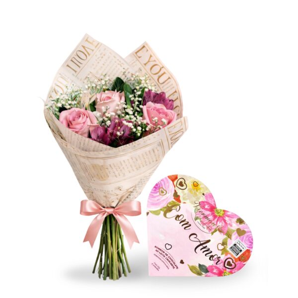 buque de rosas com chocolate