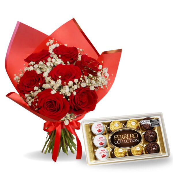 buque de rosas com ferrero thabtata